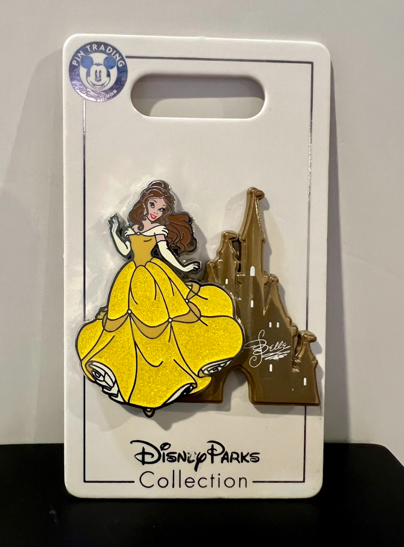 Disney Parks Belle Gold Dress and Castle Pin