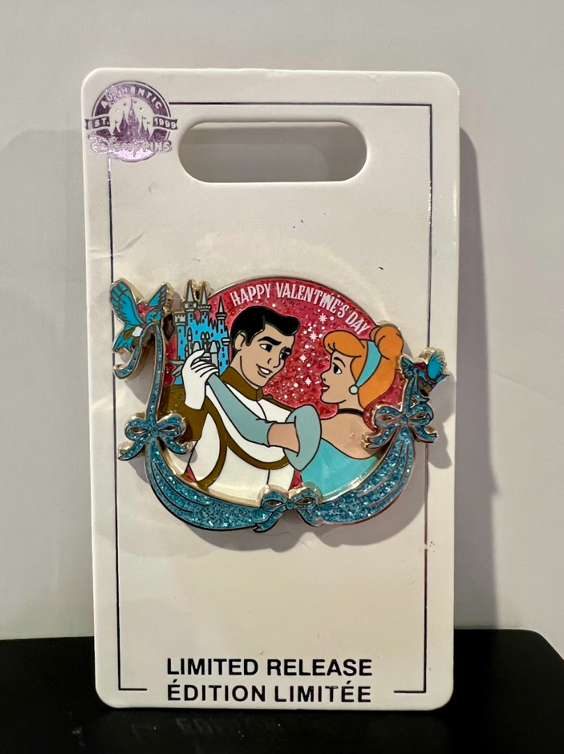 Disney Parks Cinderella and Prince Charming Happy Valentine's Day Pin