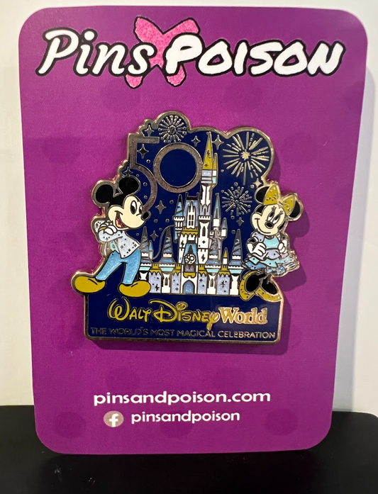 Disney Walt Disney World 50th Anniversary Mickey Minnie Castle Pin