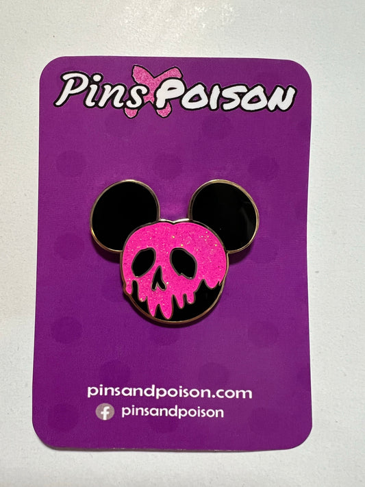 Poison Skull Pin - Glitter Pink